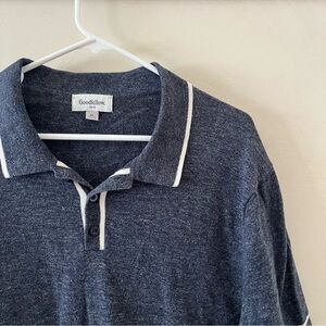 Goodfellow | cotton navy blue and white polo shirt